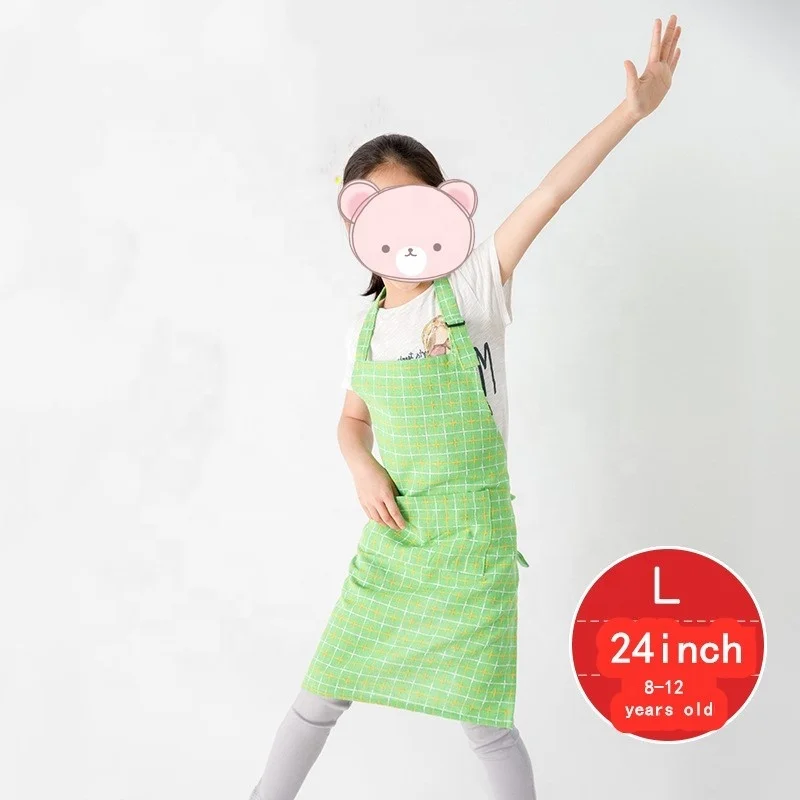 Unisex Cleaning Cooking Household kid gingham aprons custom LOGO sublimation Antifouling apron With Pockets