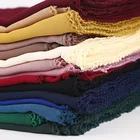 Scarf Latest Design FENNYSUN 75*180 Long Lace Edges Bubble Plain Color Tissue Women Ciffron Scarve New Scarf