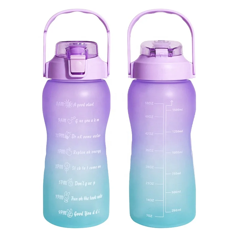 1.5L Half Gallon Plastic Sport Water Bottle with Time Marker Custom Logo Reusable Motivational Gym Drinking Water Bottles