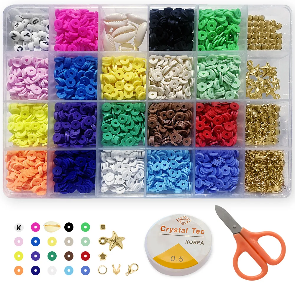 Hot Sale Polymer Clay Bead Kit Colorful Clay Beads For Bracelet Making Diy Clay Bead Set