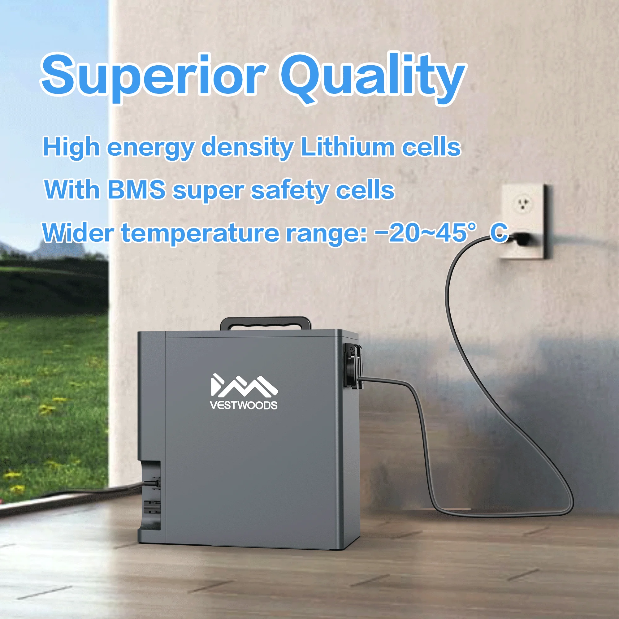 Vestwoods 2009.6Wh 1000W Portable Solar Generator Power Station with UPS & Lithium Iron Phosphate (LiFePO4) Battery 6.4V,314Ah, 2yrs warranty 10 H36d4e6f04b27491da2c2f268c5745913P The Vestwood 2009.6Wh Power Station is a reliable 1000W portable solar generator with 1500W peak power and a long-life LFP battery. Perfect for home backup, blackouts, and solar charging, it powers essential appliances like fridges, 55” TVs, laptops, WiFi routers, lights, and microwaves safely and quietly. Battery: 2009.6Wh, 6.4V LFP AC Output: 1000W continuous / 1500W peak, 2 sockets, 220–240V, 50Hz AC Input: 1150W max, full charge in 2.5 hrs (~3 units of electricity) Solar Input: 600W max, MC4 port, full charge ~4 hrs UPS Mode: Switches in <20ms Noise Level: <25dB, natural cooling Dimensions: 304×200×310mm, Weight: 19kg, IP20 Protections: AC overcurrent, short-circuit, PV overcurrent, battery temperature