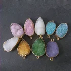 Agate Connector GZKJL-CT0058 HOT 24.kt Gold Bezel Druzy Agate Connector For Bracelet Earrings Pendent Natural Druzy Beads For Jewelry Gift