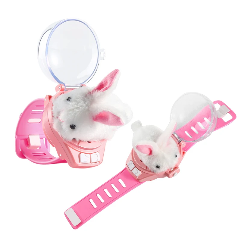 Novelty mini hand watch remote control rabbit stuffed rc animals car plush toys for kids
