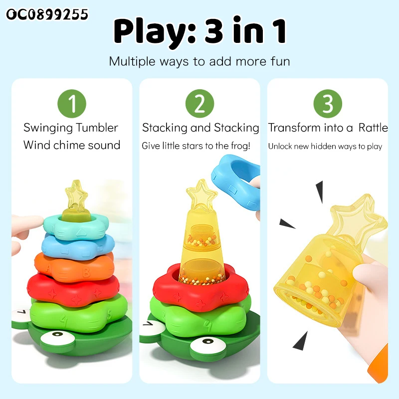 Hand eye coordination stacking rings blocks game roly-poly baby toys 1-3 years