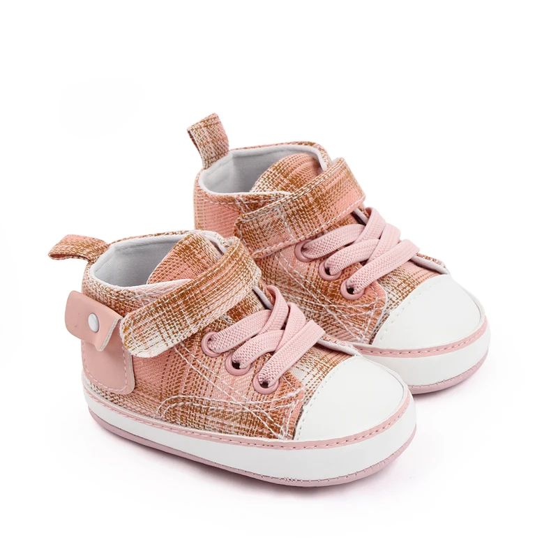 Four Seasons Classic Canvas Baby Boys and Girls Shoes Plaid Pocket Soft Soled Baby Walking Shoes manufacture