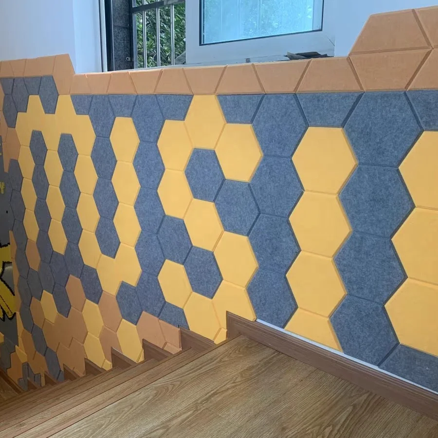 New Design Wholesale Hexagonal flat polyester sound-absorbing panels for wall decor