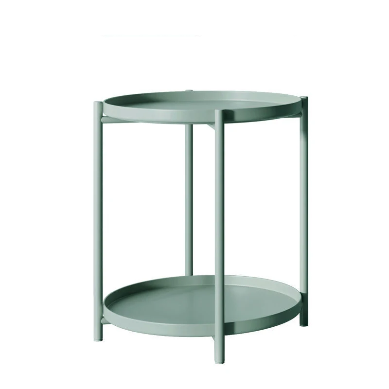 Removable Cheap Removable Modern Folding Iron Metal 2 Layer Sofa Side End Table With Tray