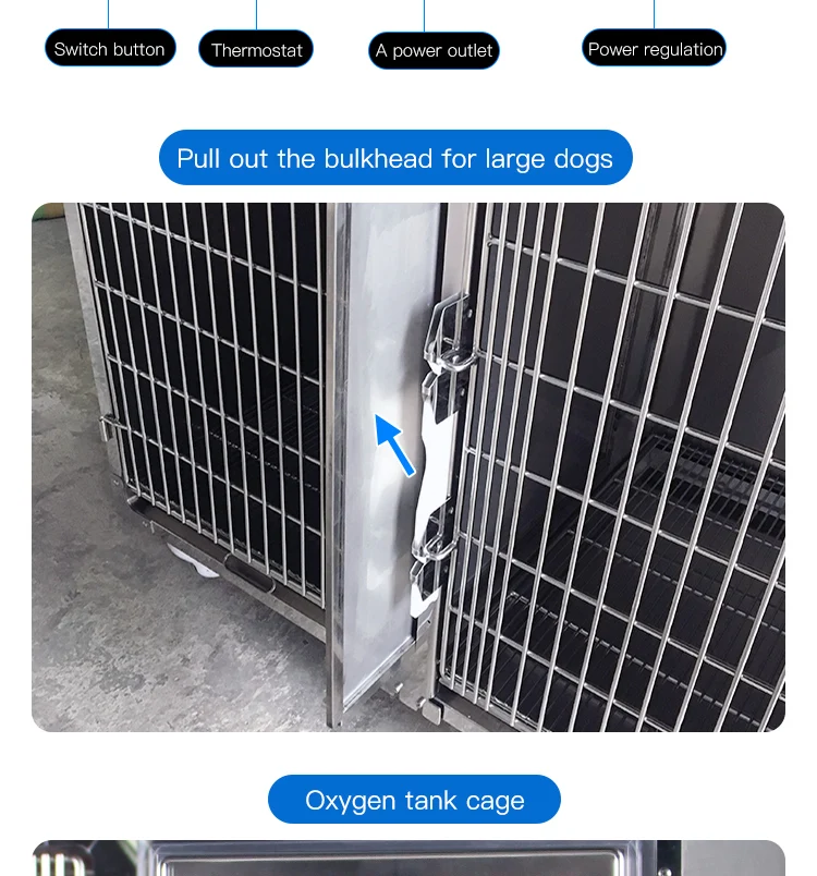 High Quality Thermostatic Stainless Steel Dog Pet Cages Houses Temperature Control & Oxygen Cabin