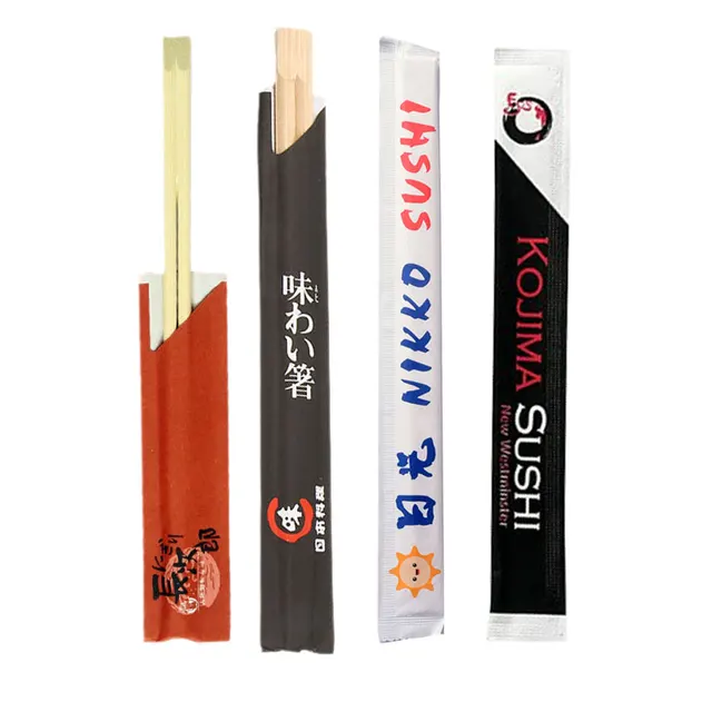 Fully Packed Customized High-end Design Paper Bags Japanese Disposable Bamboo Chopsticks Set Price Chop Sticks With Logo Emblem
