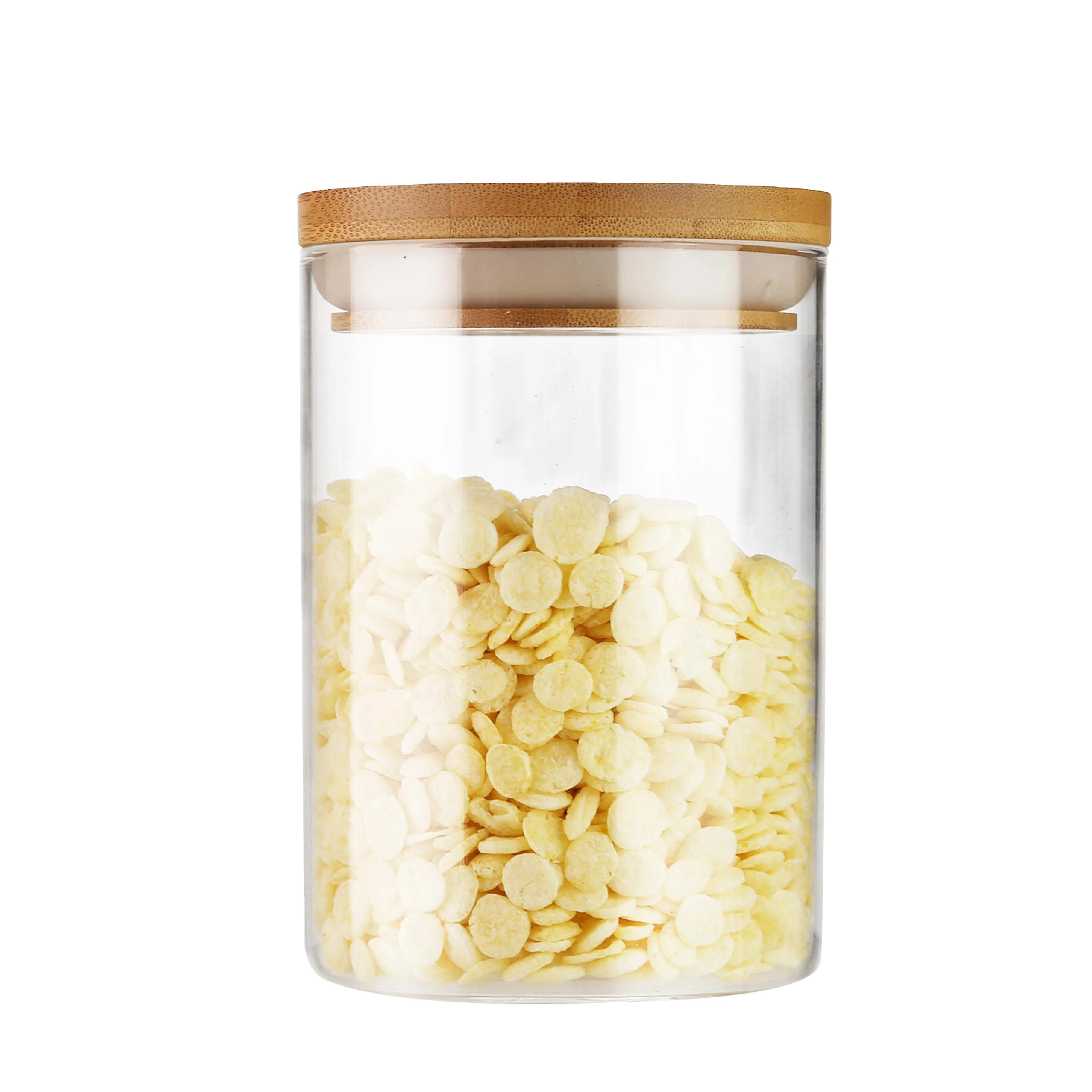Factory Storage Bottles & Glass Containers for food storage With Airtight Bamboo Lid Borosilicale Clear Glass Jar