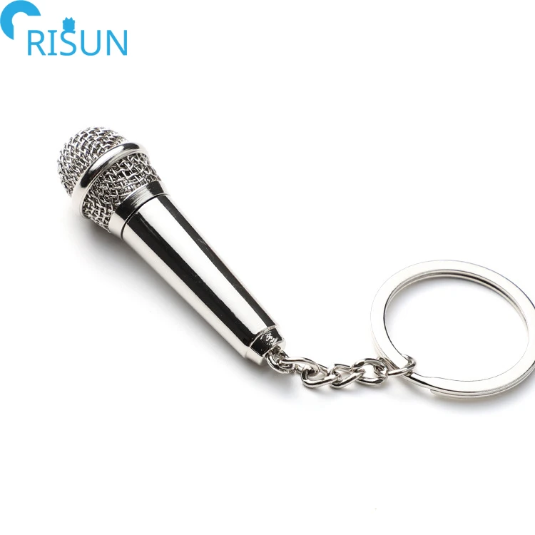 Microphone Silver Pewter Quality 3D Keyring With A Beautiful Gift Bag 
