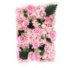 Pink Wedding DFK0001 Wholesale Hydrangea Smiling Square Rose Pink Artificial Wedding Flower Wall Backdrop