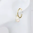 Hoop Earrings Baroque Exquisite Freshwater Drop Hoop Jewelry Gold 18k Real Plated Women Pearl Earrings