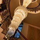 Staircase Chandeliers Custom Church Extra Super Large Spiral Staircase Luxury Crystal Chandelier For Hotel Project