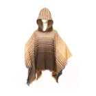 Hooded Cape Magic Hooded Shawl Stripes Pattern Women Winter Polyester Cape Poncho