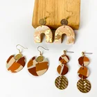 Handmade Earrings Gold Plated Ceramic Handmade Polymer Clay Porcelain Green Drop Earrings Womens