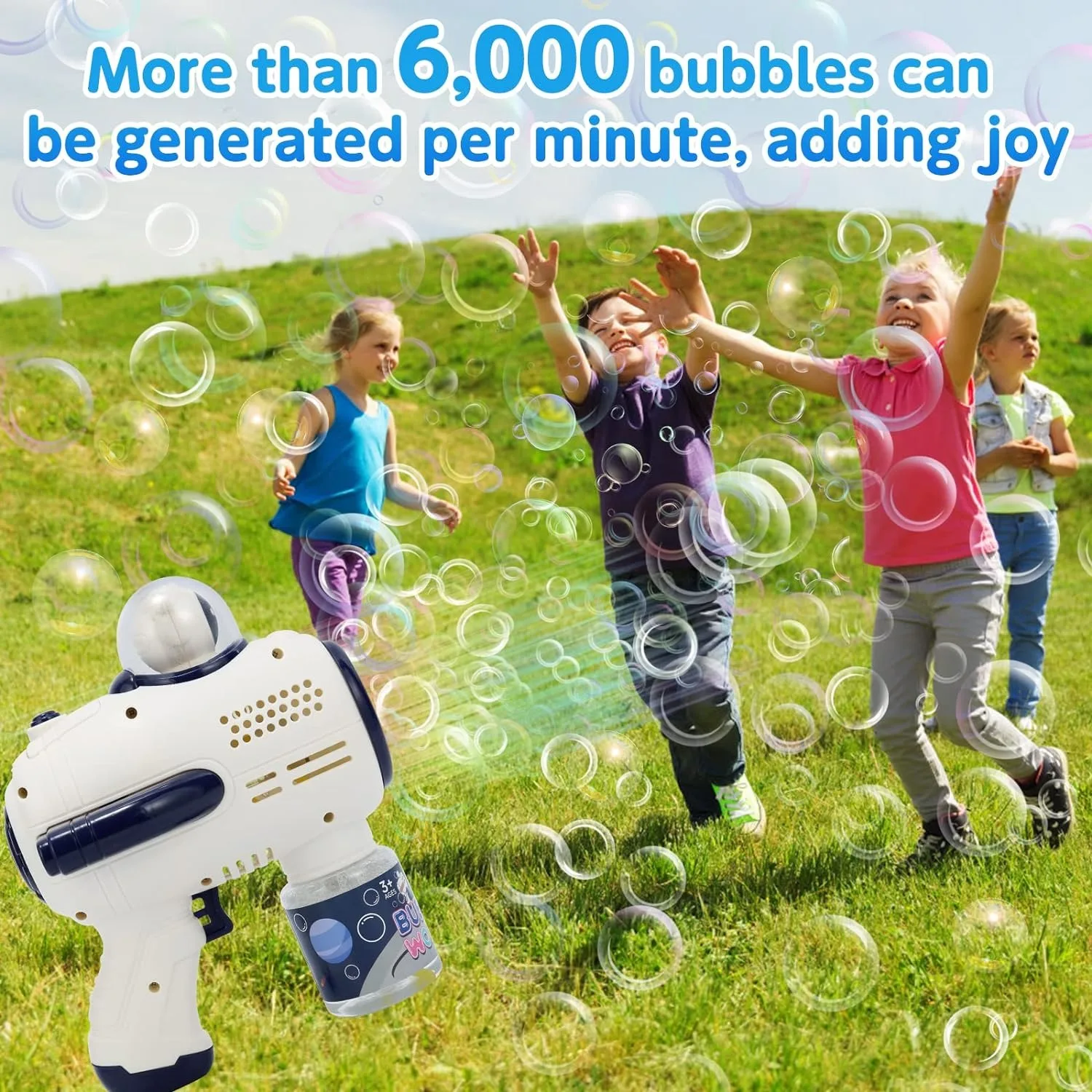 EPT Outdoor Bubble Toys Cute Shape Space Astronaut Bubble Gun bazooka soap Kids Electric LED Bubble Machine gun
