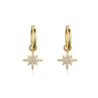 925 Earrings Earrings 925 Sterling Silver Gold Plated Starburst Hoop Huggies Earrings Jewelry Korean Earrings 2021