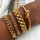 Chain Bracelet 316LStainless Steel PVD Plating Removable Chain Gold Bracelet Bangles For Men And Women