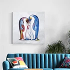 Wall Animal Wall Art New Style Nursery Art Penguin Family Animal Oil Paintings Wall Art For Kids Room