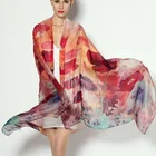 Fashion Scarves Fashion Ladies Long Sheer 100% Pure Silk Chiffon Custom Printed Scarves