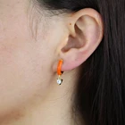 Earrings Hot Sale Gold Plated Colorful Enamel Cubic Zirconia Huggie Hoop Earrings For Women Jewelry