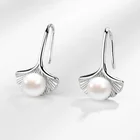 Earrings Earrings Ginkgo Leaf Shape With Pearl S925 Sterling Silver Earrings