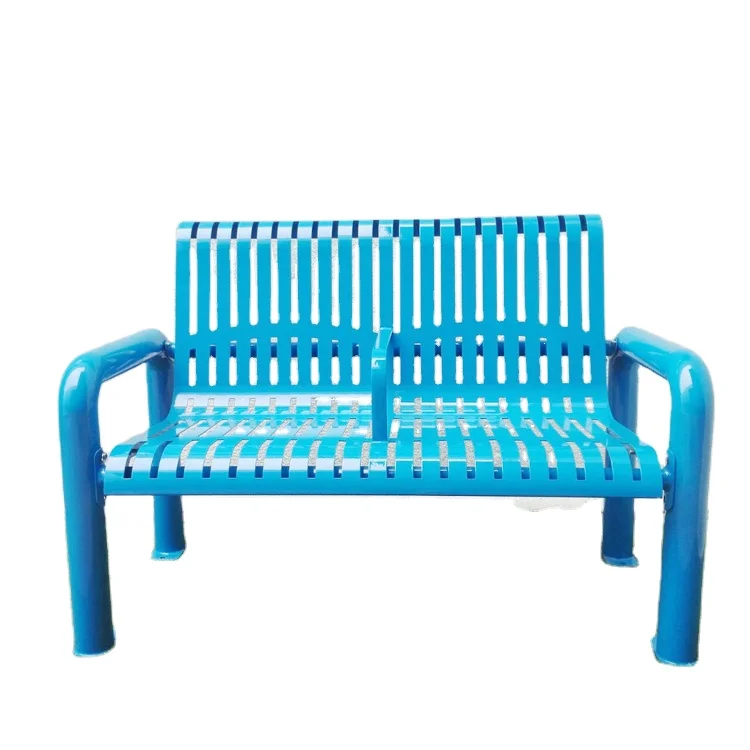 blue outdoor bench