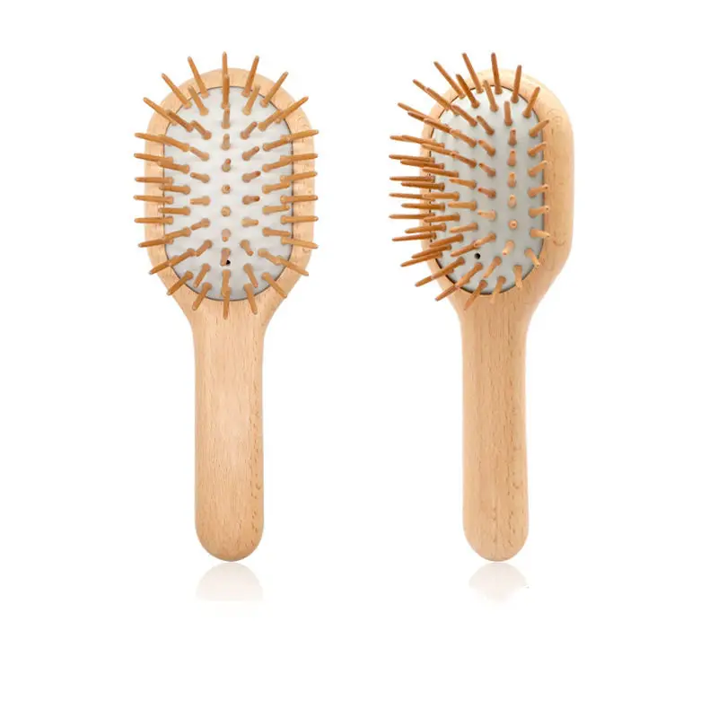 Custom Beech Wood Travel Scalp Massager Detangler Hair Brush Air Cushion Comb Hair Comb For Kids