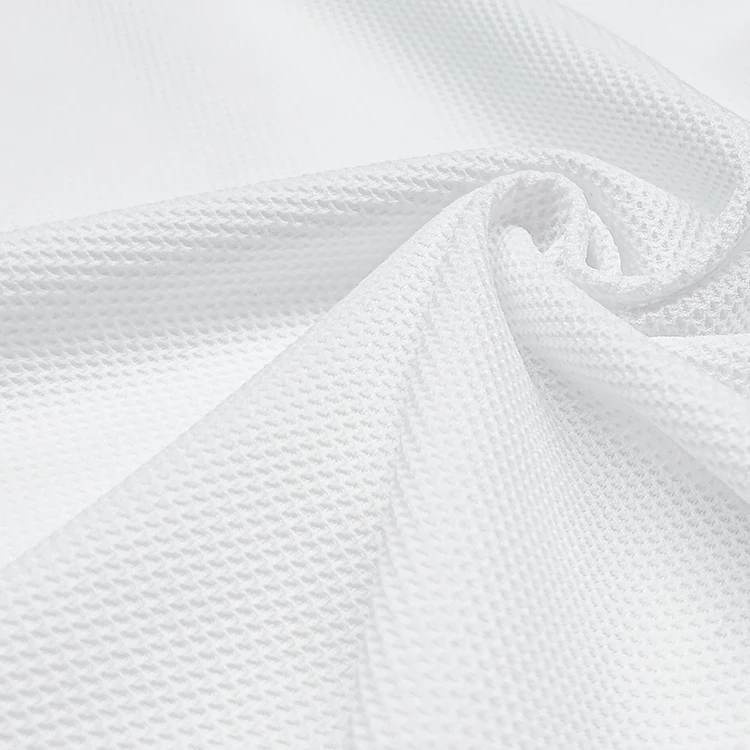 Quick Dry Solid Knitted Eyelet Fabric 100% Polyester Material Bird Eye Fabric for Sportswear factory