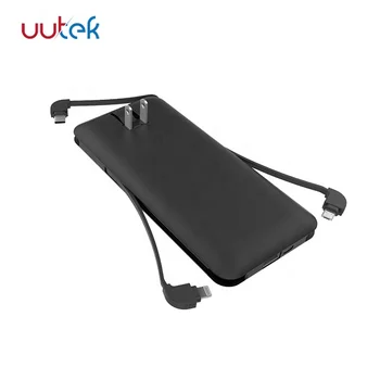 Online shopping new power bank 10000mAh quick charge with AC plug and 3 built in cable UUTEK RSQ3-A