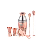 Cocktail Cocktail Shaker Best Unique Design 6Pcs Rose Gold Glass Stainless Steel Copper Cocktail Shaker Set