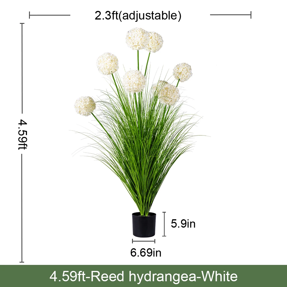 Natural Style Home Office Decor Artificial Plants Real Touch Reed Hydrangea Green Plastic Pot Outdoor Wedding Christmas Any factory