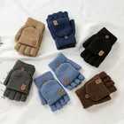Winter Gloves Gloves Winter Mittens Winter Men Women Keep Warm Knitted 5 Finger Flip Top Mittens Gloves