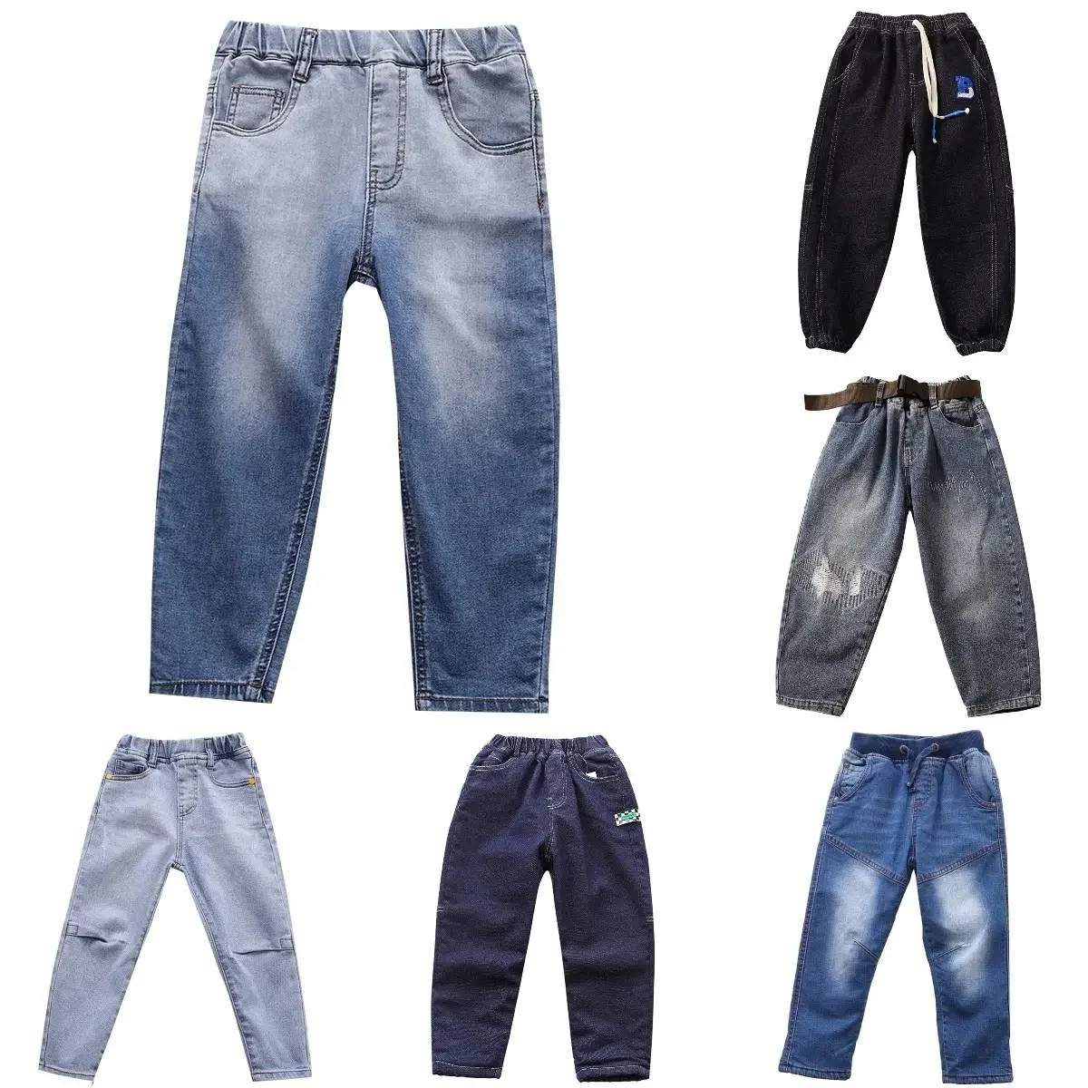 2024 Wholesale summer kids pants elastic waist 2-10 years boys denim toddler boy jeans boys