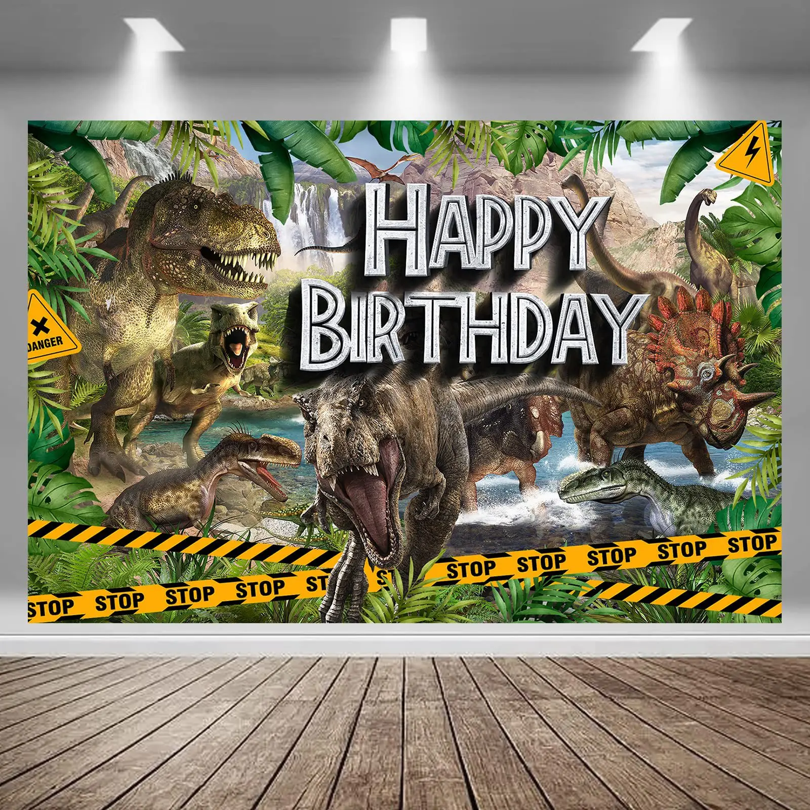 Happy Birthday Banner for Jungle Safari Theme Birthday Party Decorations Fabric Animal Zoo Theme Birthday Party Backdrop