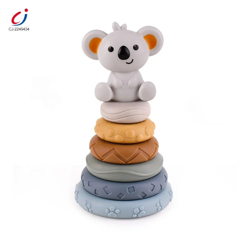 Montessori educational toys baby silicone stacking toy juguete infant koala stack rings tower soft stacking blocks for baby