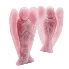Gem Bulk Wholesale Gem Angel Folk Crafts Natural Carved Crystal Rose Quartz Angel Healing