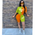 Factory Wholesale New Style Popular Letter Embroidery Sports Leisure Suit 2 Sets 2 Piece Short Set