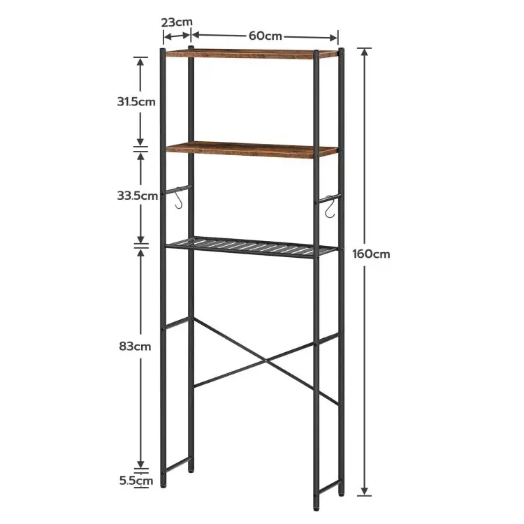 3 Tier Bathroom Organizer Over Toilet, Over The Toilet Storage Rack, Freestanding Bathroom Space Saver with Adjustable Shelves