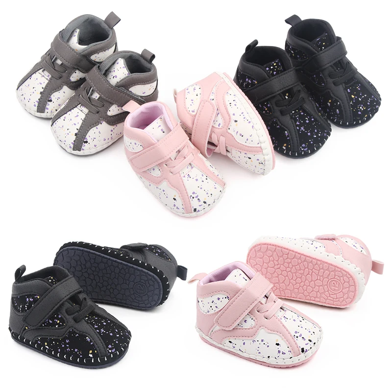 Colorful Little Graffiti Baby High-top Wear-resistant Soft-soled Non-slip Toddler Shoes supplier