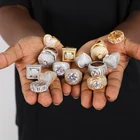 Jewelry 18K Gold Plated Iced Out Ring Hip Hop Jewelry Cubic Zirconia Stone Men Rings