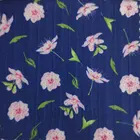 Floral Stretchy Rib Knit Spring Floral Navy With Pink Flowers Fabric Sold By Yards
