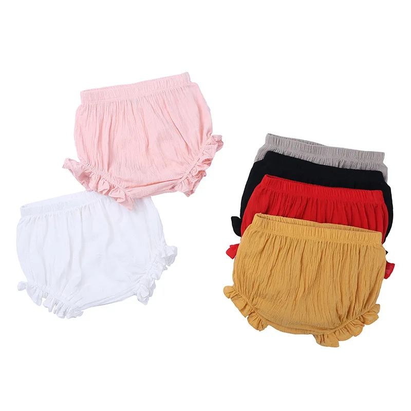 One opening Baby Girl Boy Bloomers Elastic Waist Solid Color Cute Baby Underwear Shorts Diaper Cover 