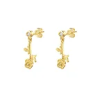 Rose Earrings Unique 18k Gold Filled Rose Diamond S925 Silver Stud Earrings For Women's Trendy Jewelry