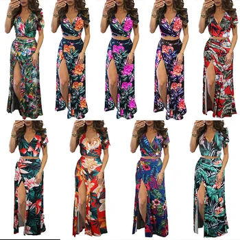 Summer Plus Size Women's Clothes Digital Printing Floral Fashion Dress Two-piece Set
