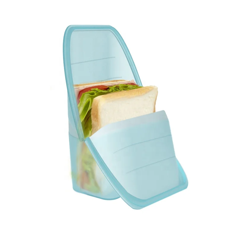 Reusable Leakproof Silicone Hamburger Holders Bag Washable Silicone Sandwich Storage Bag BPA Free Kitchen Storage Bag for Food