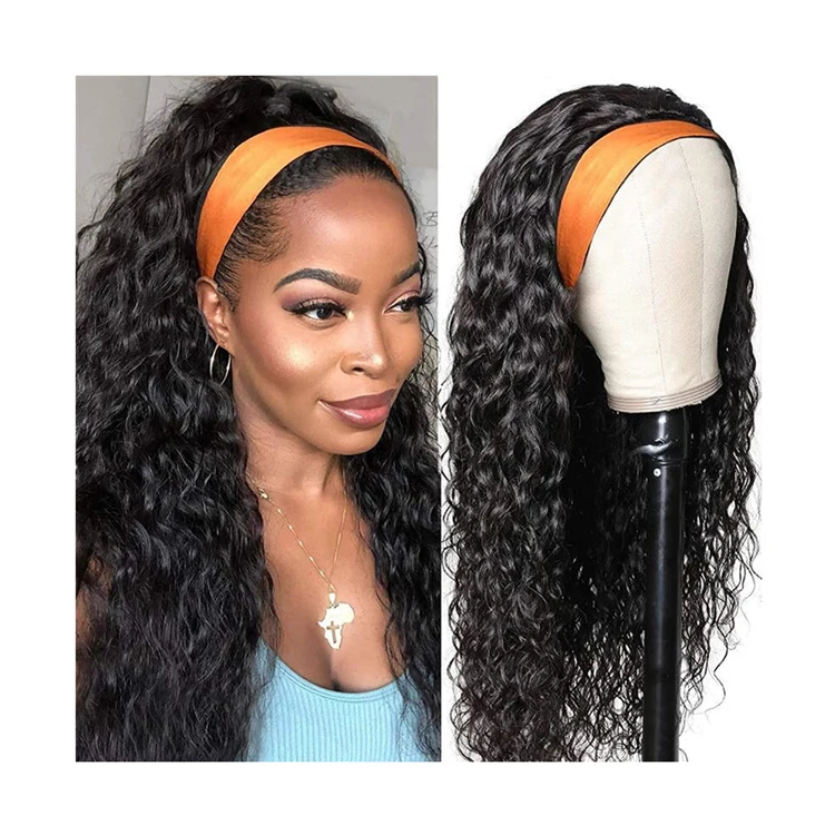 Wholesale 40 Inch Natural Black Glueless Wigs Long Hair 12-26inch Curly  Water Wave Womens Human Hair Wig With Headband Attached - Buy Wig With  Headband Attached,Curly Headband Wig,Headband Wig Hair Accessories Product