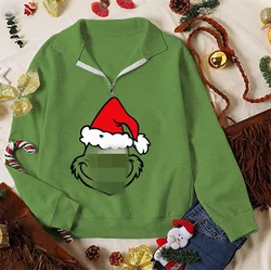 Christmas Sweatshirt Green Printing Casual Fashion Autumn And Winter Cartoon Funny Long Sleeved Pullovers