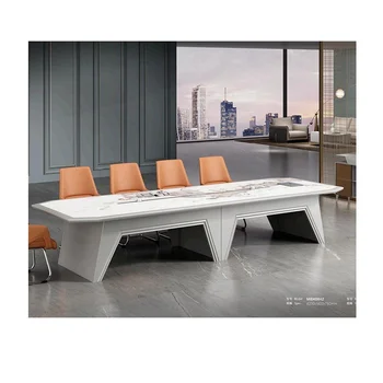 Light luxury CEO  table SINTERED STONE look like marble color hotel meeting table